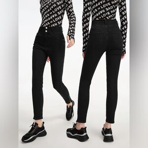 EP Yaying Designer Chinese Black High Waisted Straight Skinny Jeans 3 160/68A